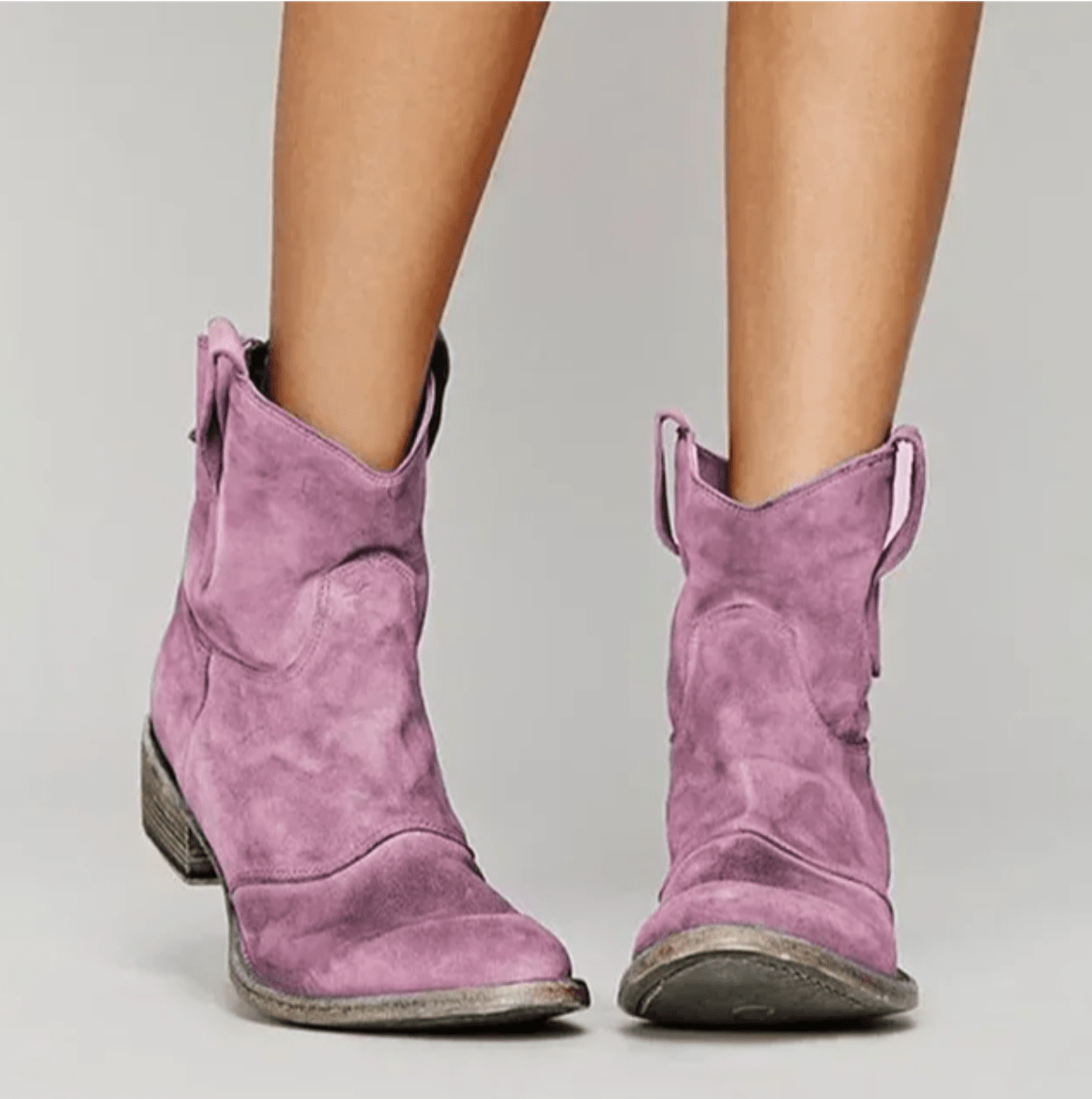 Women's ankle boots with side pull tabs and low block heels