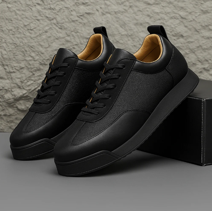 Low-top lace-up trainers with textured side panels and flat soles