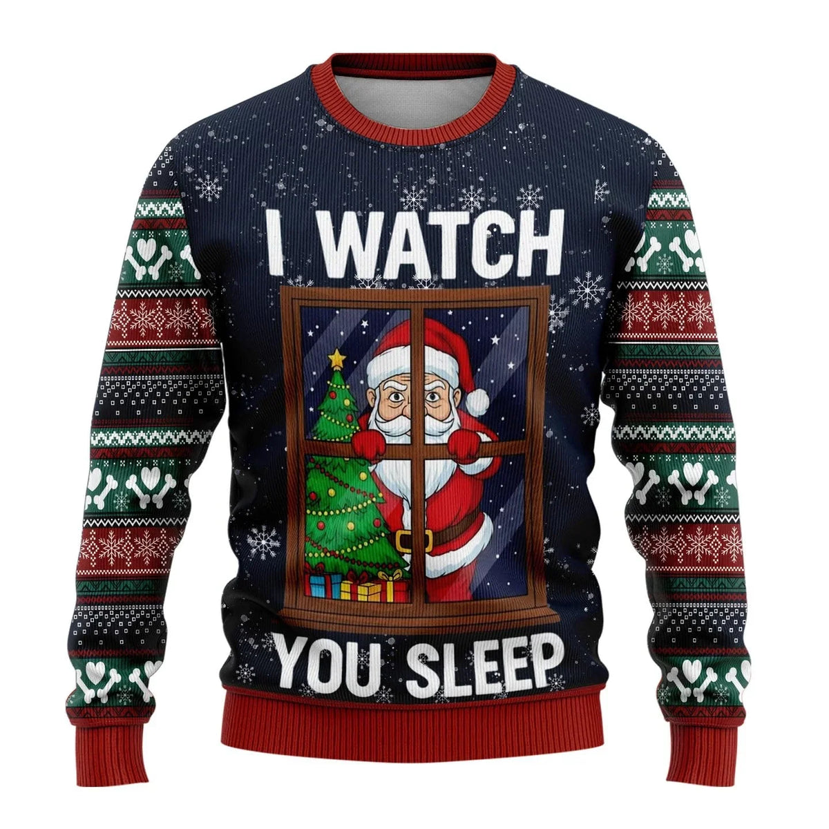 Men's Christmas graphic jumper with crew neck, long sleeves and festive character print