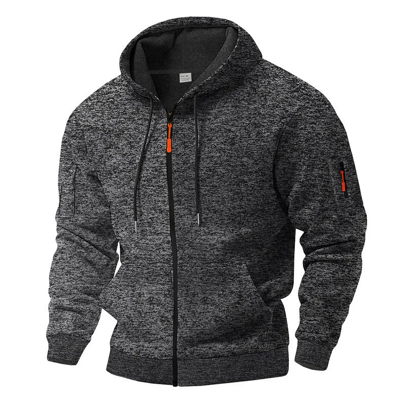Men's hooded fleece jacket with full zip and zipped pockets