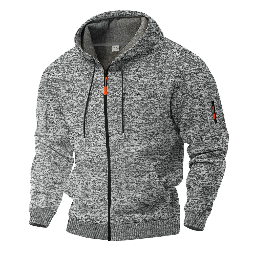 Men's hooded fleece jacket with full zip and zipped pockets