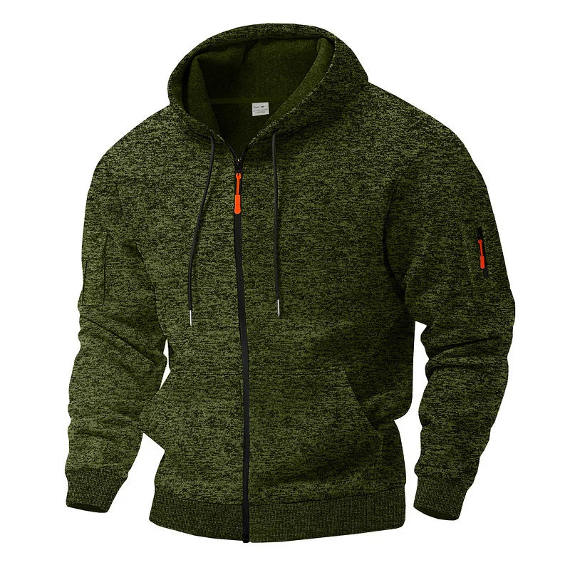 Men's hooded fleece jacket with full zip and zipped pockets