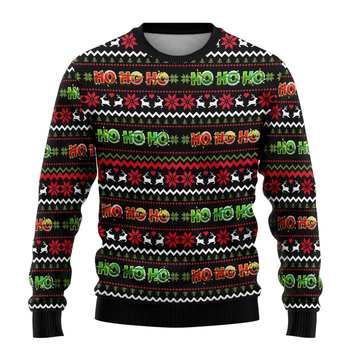 Men's Christmas graphic jumper with crew neck, long sleeves and festive character print