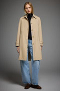 Women's longline single-breasted trench coat with pointed collar and button front
