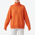 Women's oversized roll neck jumper with long sleeves and ribbed trims