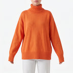 Women's oversized roll neck jumper with long sleeves and ribbed trims