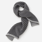 Unisex striped knitted scarf with ribbed edges