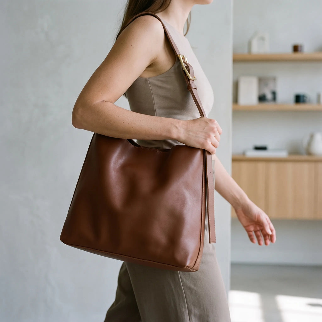Women's rounded slouchy hobo bag with adjustable shoulder strap