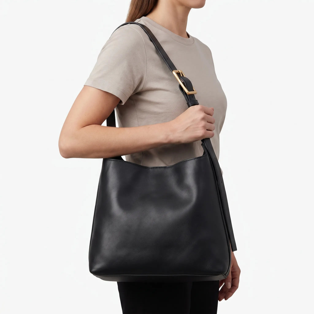 Women's rounded slouchy hobo bag with adjustable shoulder strap