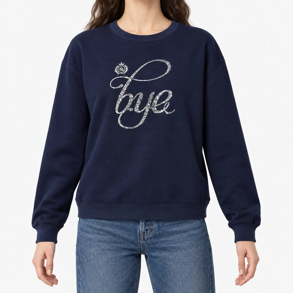 SparkleTops  - Embroidered Bead Letter Sweatshirt Everyday Wear