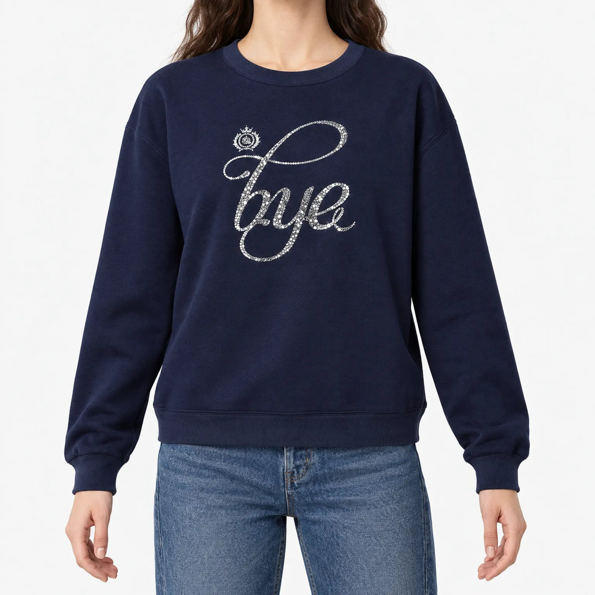SparkleTops  - Embroidered Bead Letter Sweatshirt Everyday Wear