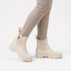 Women's Chelsea rain boots with elastic side panels and chunky lug soles