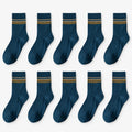 Men's ribbed crew socks with contrasting horizontal stripes