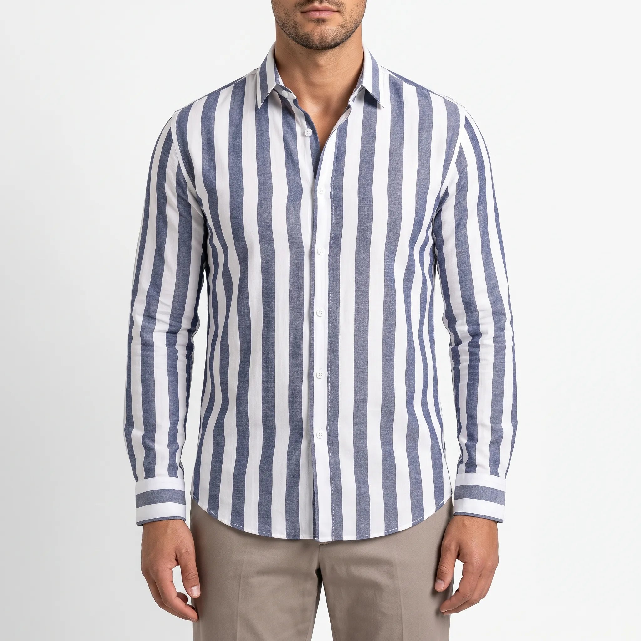 Strypon  - Relaxed Fit Vertical Striped Shirt Smart-Casual Dining