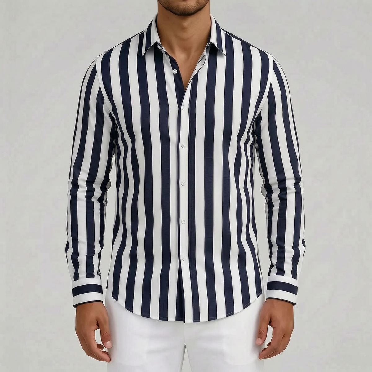 Strypon  - Relaxed Fit Vertical Striped Shirt Smart-Casual Dining