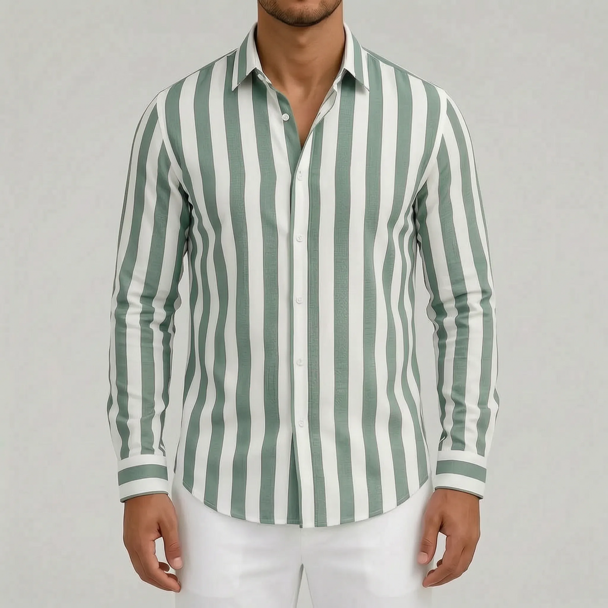 Strypon  - Relaxed Fit Vertical Striped Shirt Smart-Casual Dining