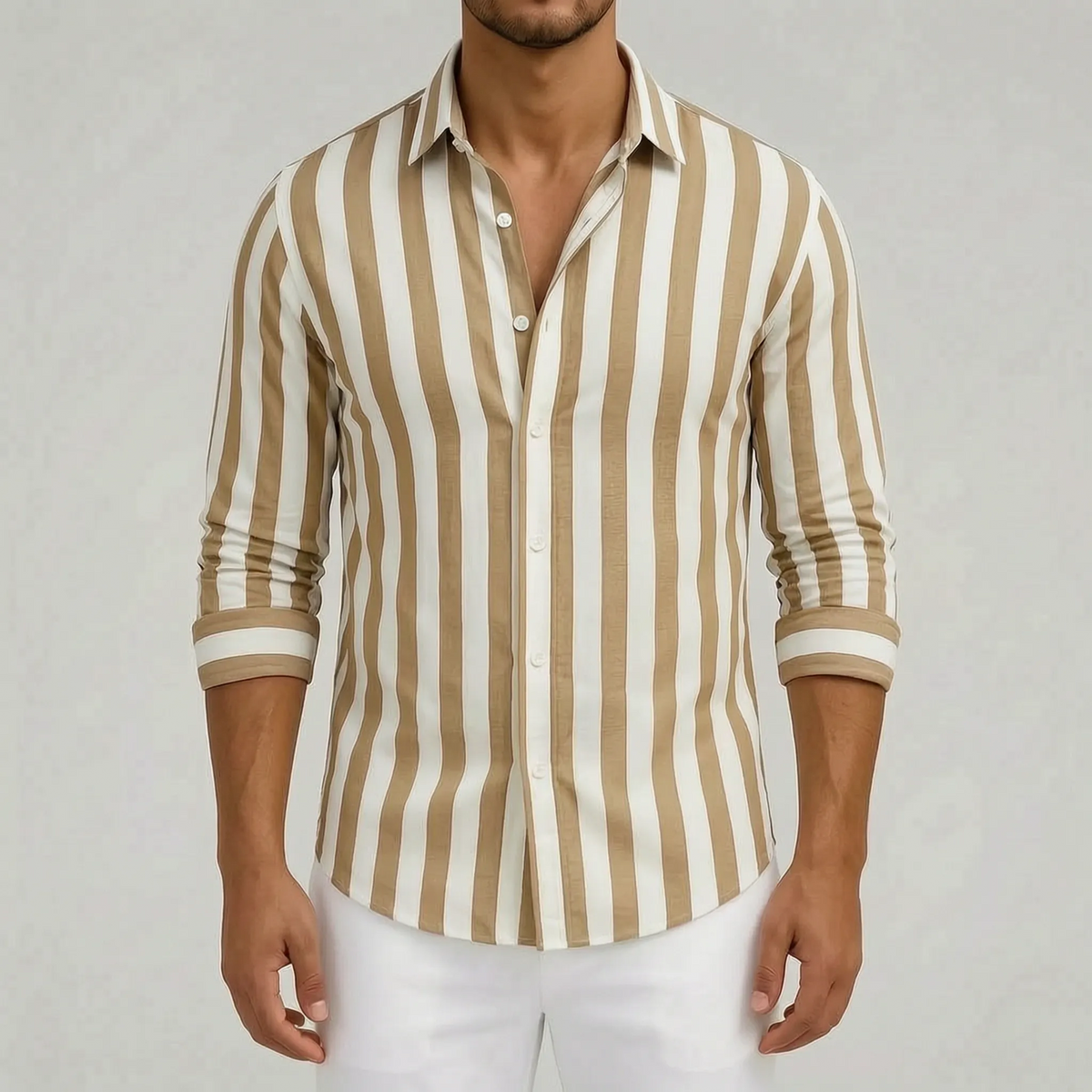 Strypon  - Relaxed Fit Vertical Striped Shirt Smart-Casual Dining