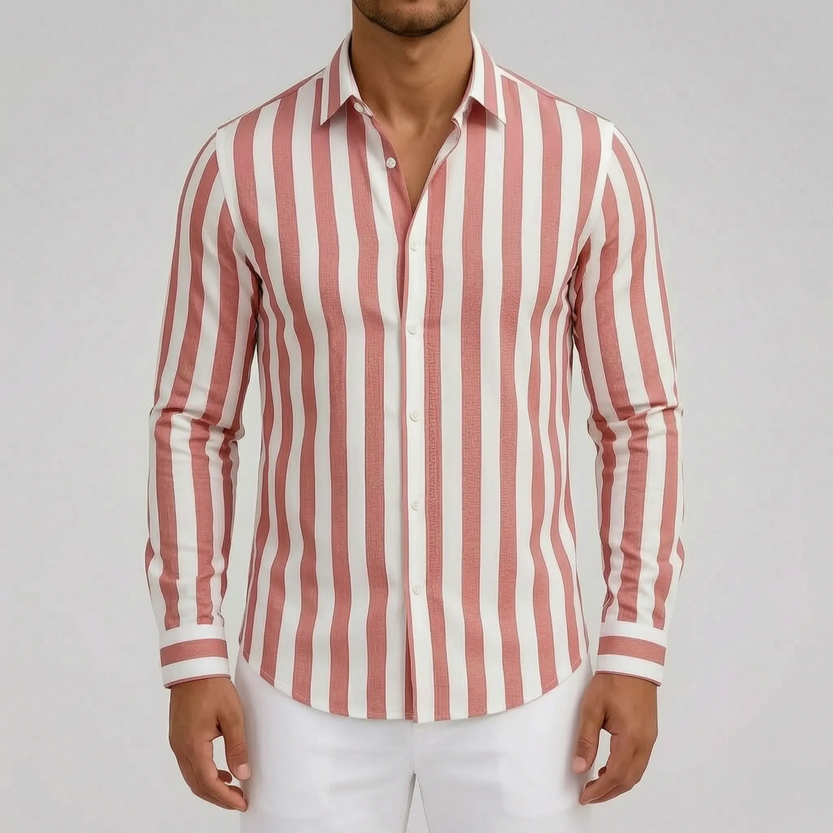 Strypon  - Relaxed Fit Vertical Striped Shirt Smart-Casual Dining