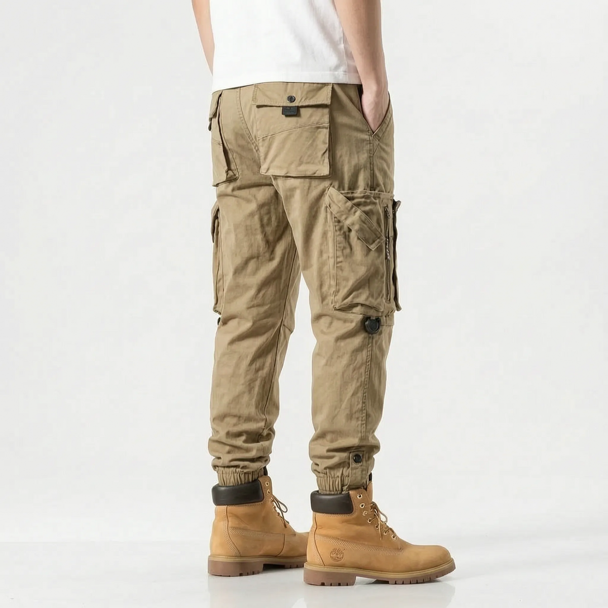 Men's relaxed cargo trousers with multiple utility pockets