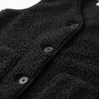 Women's textured teddy gilet with V-neck, button front and large patch pockets
