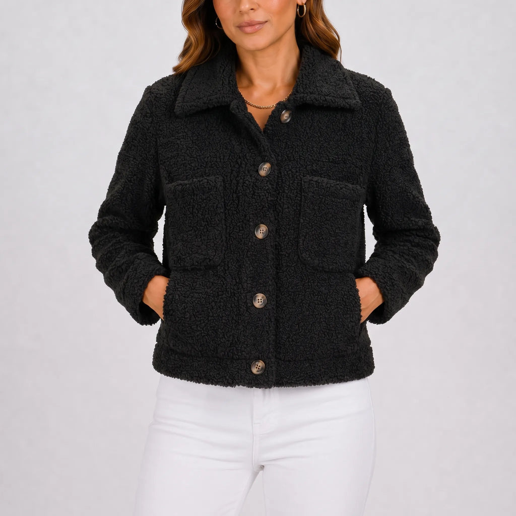 Textura  - Textured Button-Up Autumn Jacket Layering Over Outfits