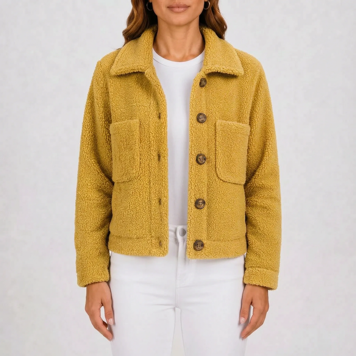 Textura  - Textured Button-Up Autumn Jacket Layering Over Outfits