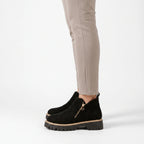 Women's chunky plain ankle boots with side zips and treaded soles