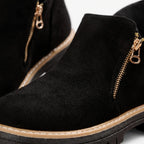 Women's chunky plain ankle boots with side zips and treaded soles