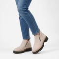 Women's chunky plain ankle boots with side zips and treaded soles