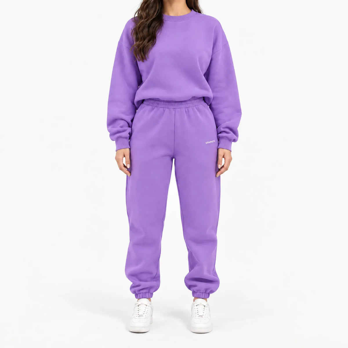 Women's cropped crew-neck sweatshirt and high-waisted jogger tracksuit set