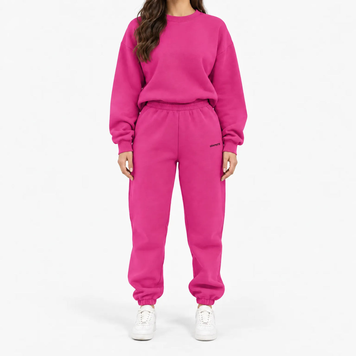 Women's cropped crew-neck sweatshirt and high-waisted jogger tracksuit set