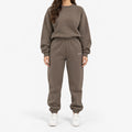 Women's cropped crew-neck sweatshirt and high-waisted jogger tracksuit set
