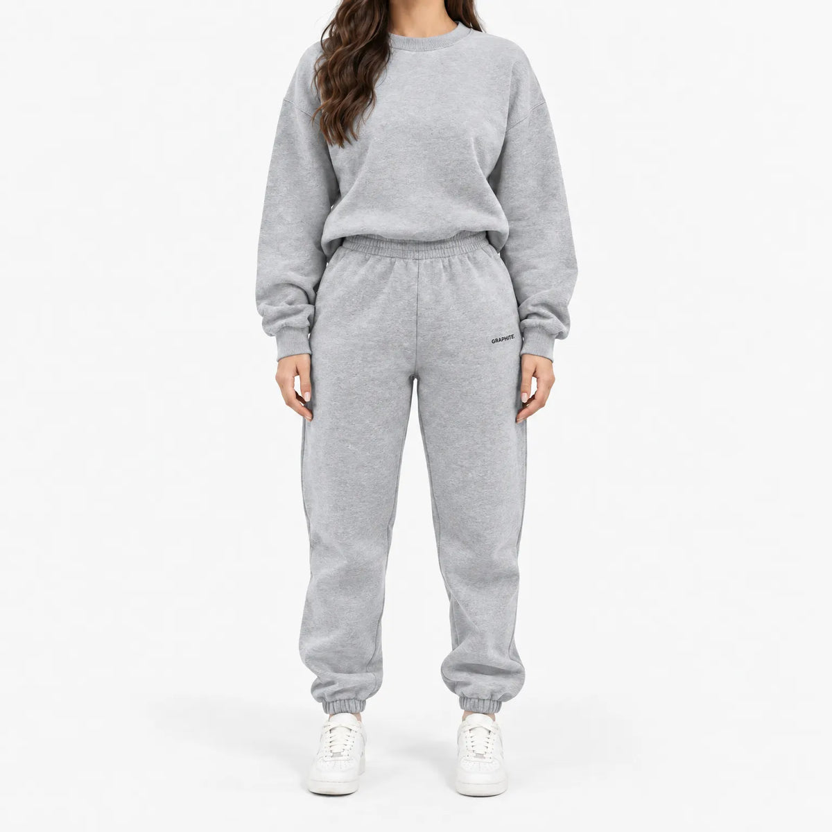 Women's cropped crew-neck sweatshirt and high-waisted jogger tracksuit set