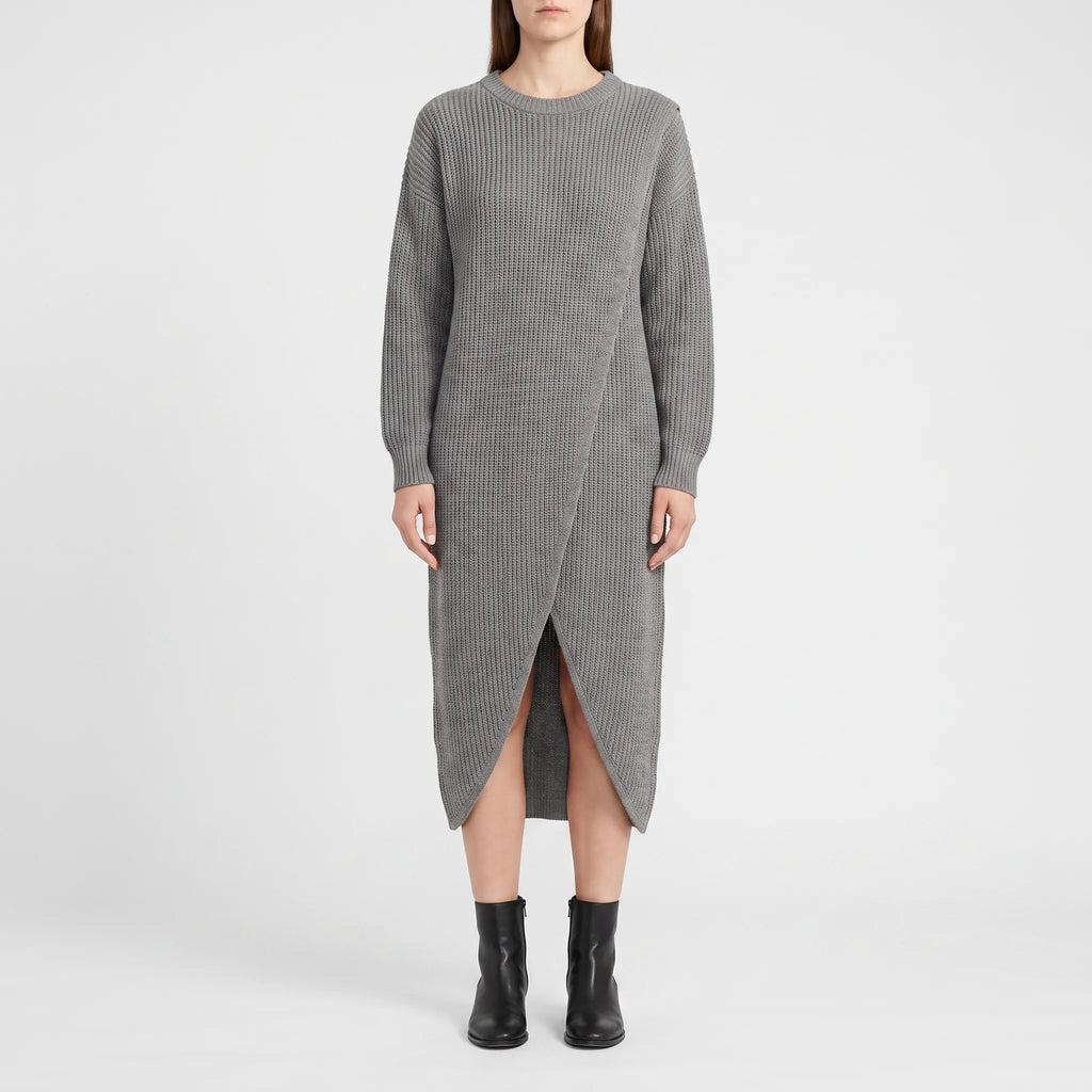 Tuliva  - Longline Ribbed Jumper Dress Layering Over Leggings