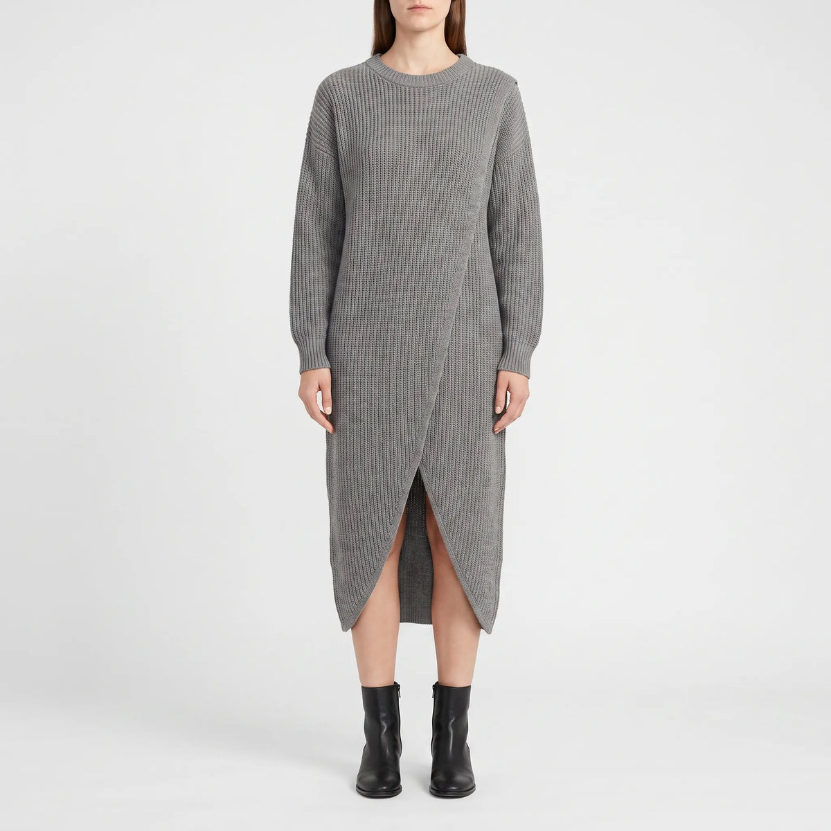 Tuliva  - Longline Ribbed Jumper Dress Layering Over Leggings