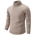 Men's plain turtleneck sweater with long sleeves and ribbed trims
