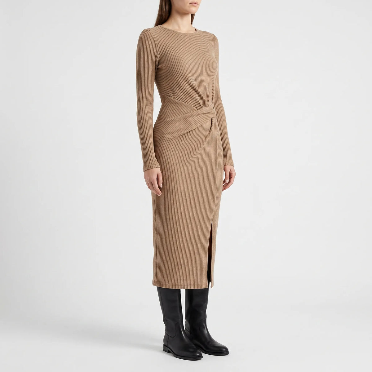 Twistline  - Long Sleeve Midi Dress Office Environments
