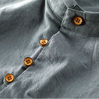 Men's long-sleeved Mandarin collar shirt with layered front panel and button fastening