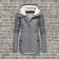 Women's hooded parka jacket with fleece-lined hood and front pockets
