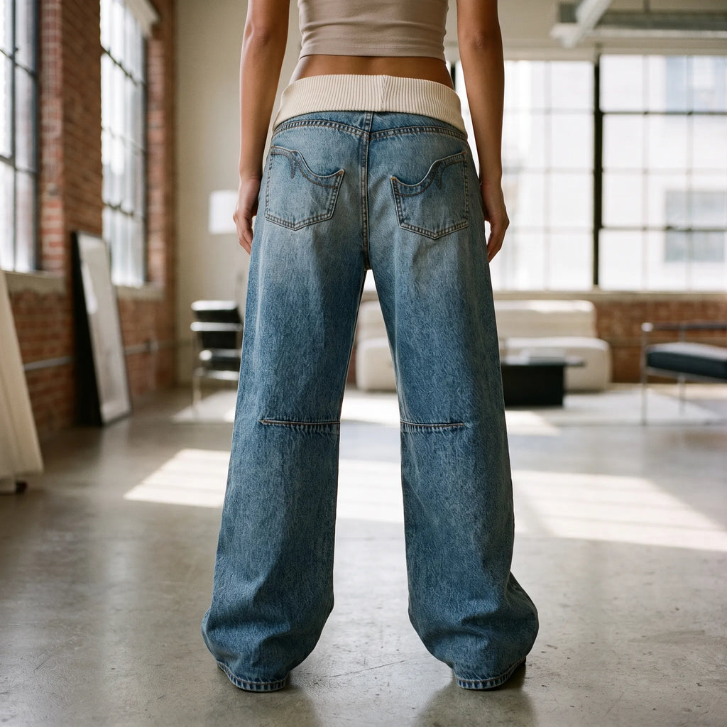 UrbanaDenim  - Baggy Wide Leg Jeans Everyday Casual Wear