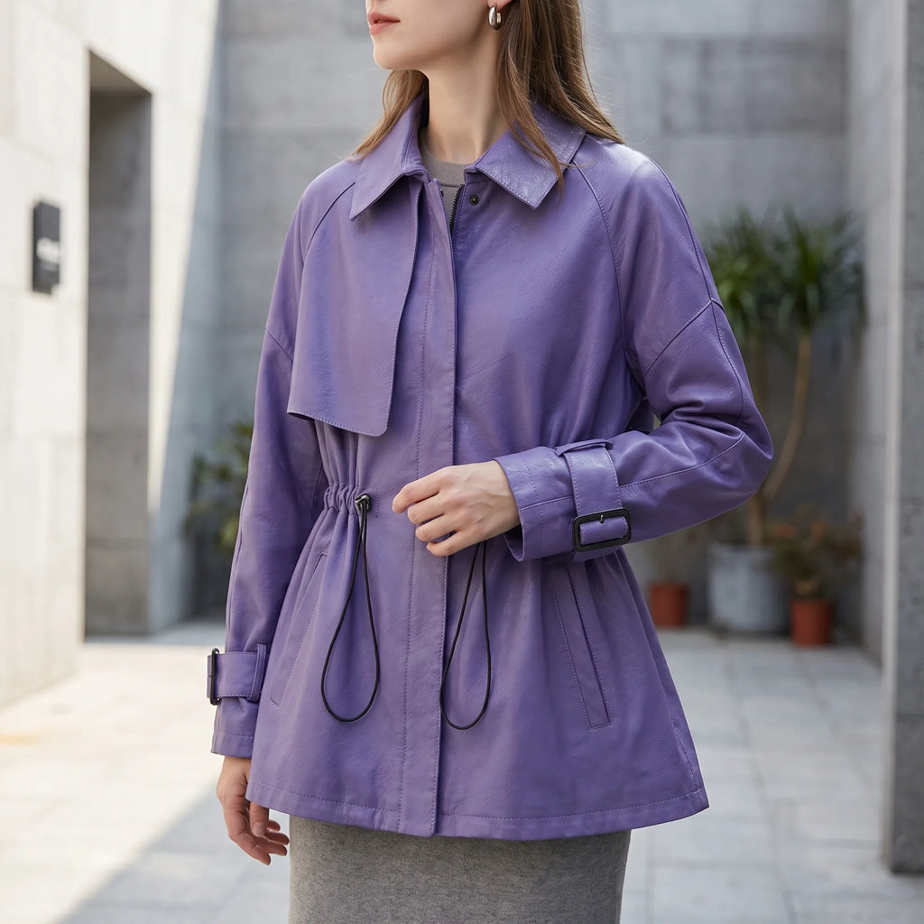 UrbaneJacket  - Women's Cinched Waist Mid-Length Jacket Urban Commuting