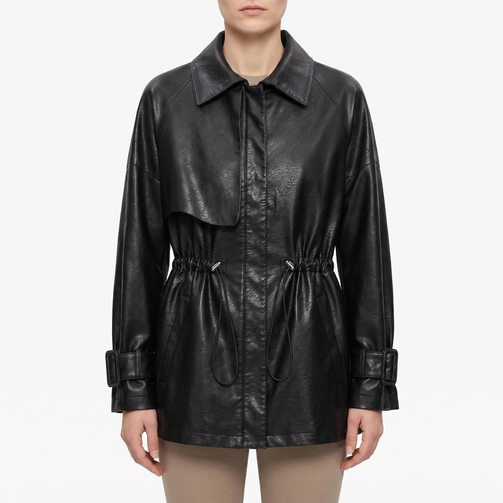 UrbaneJacket  - Women's Cinched Waist Mid-Length Jacket Urban Commuting