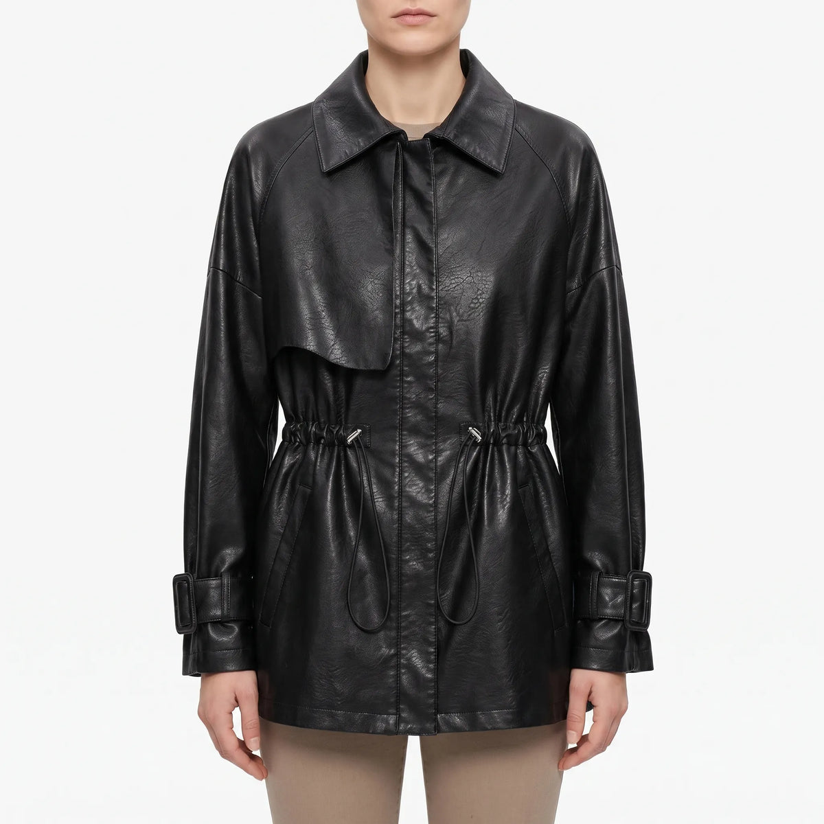 UrbaneJacket  - Women's Cinched Waist Mid-Length Jacket Urban Commuting