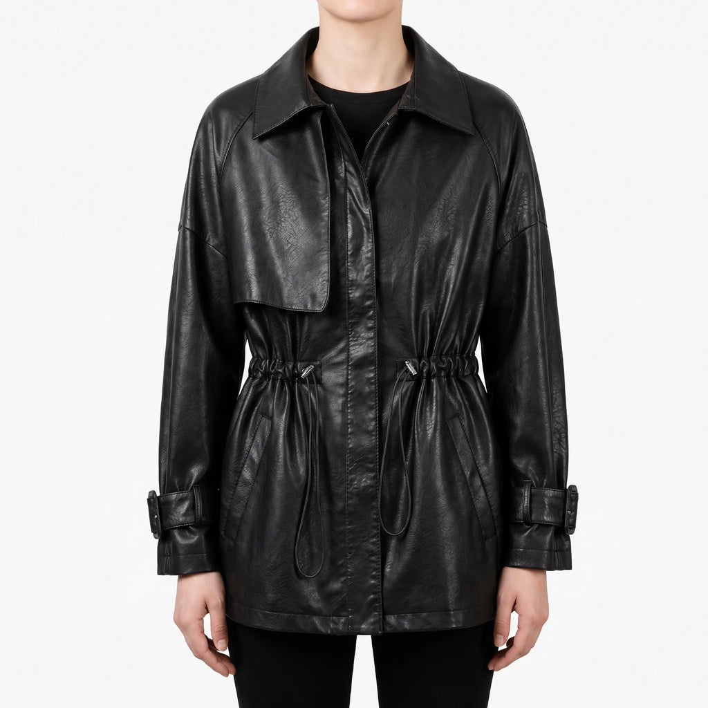 UrbaneJacket  - Women's Cinched Waist Mid-Length Jacket Urban Commuting
