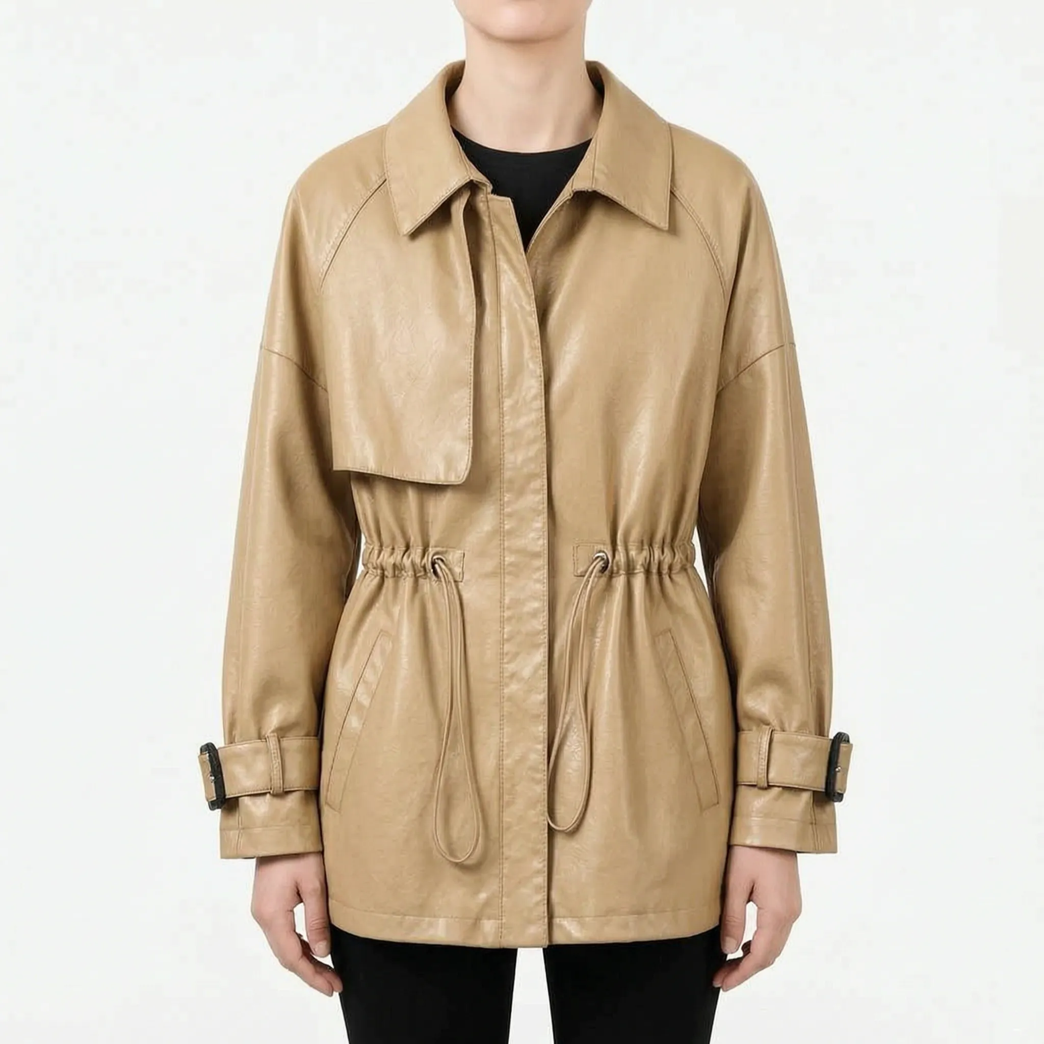 UrbaneJacket  - Women's Cinched Waist Mid-Length Jacket Urban Commuting