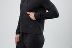 Women's long sleeve pullover hoodie with drawstring hood and front kangaroo pocket