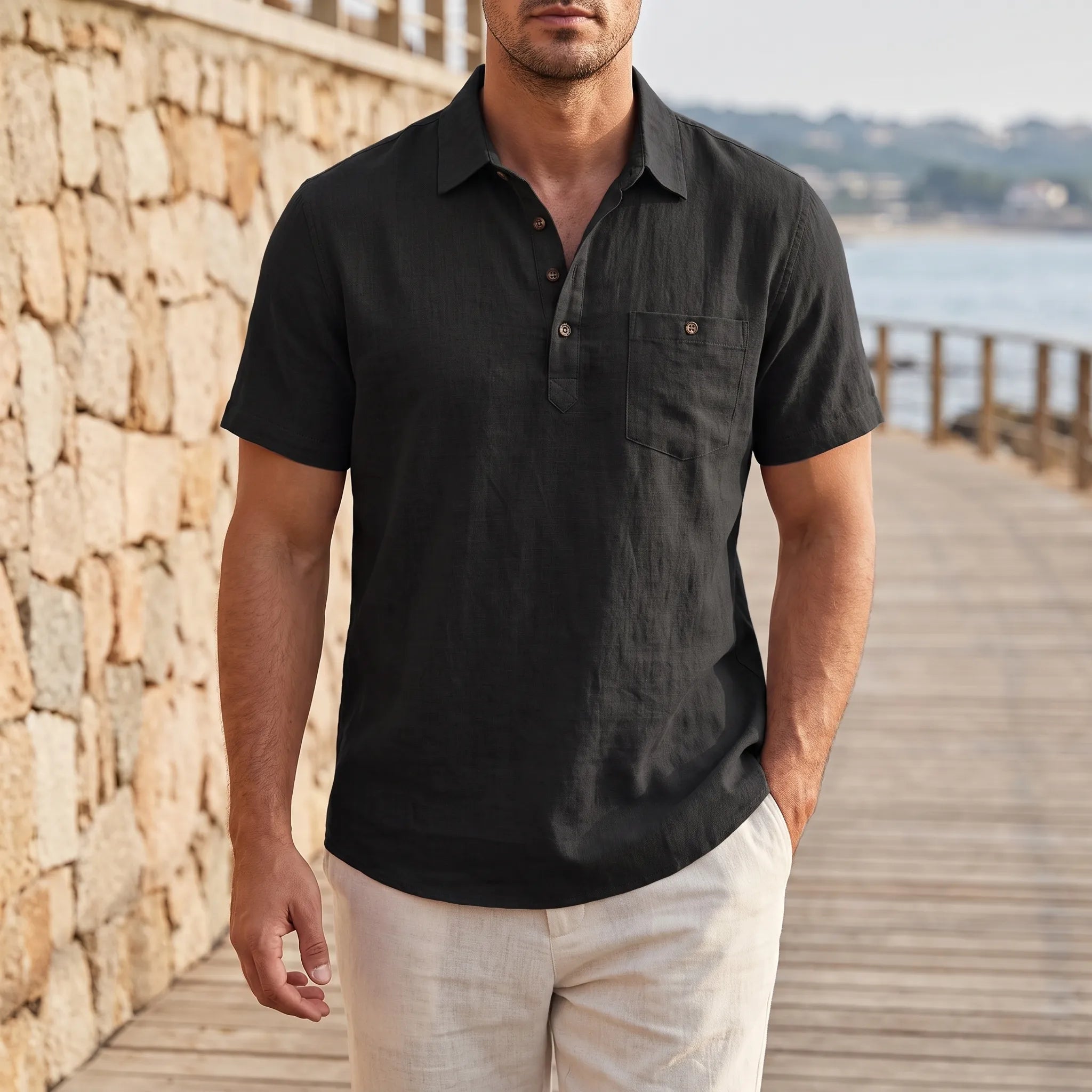 Valero  - Short-Sleeve Textured Polo Shirt Warm Weather Outings