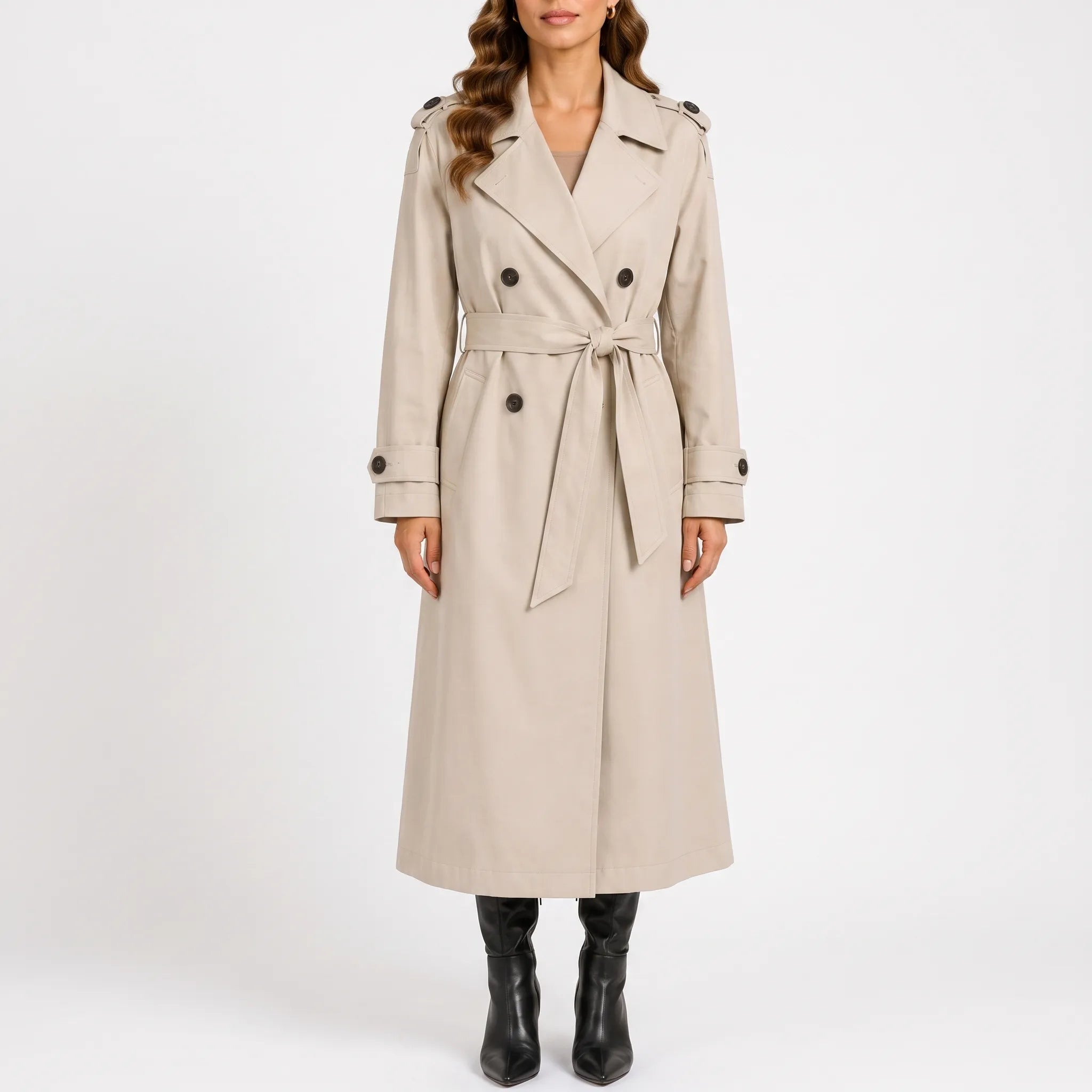 Valmonta  - Double-Breasted Long Trench Coat Layering Over Outfits