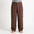 Men's brown wide leg trousers with pleated front and full-length legs