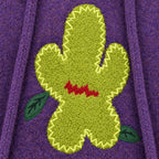 Women's purple knitted hoodie with a large cactus graphic and hood
